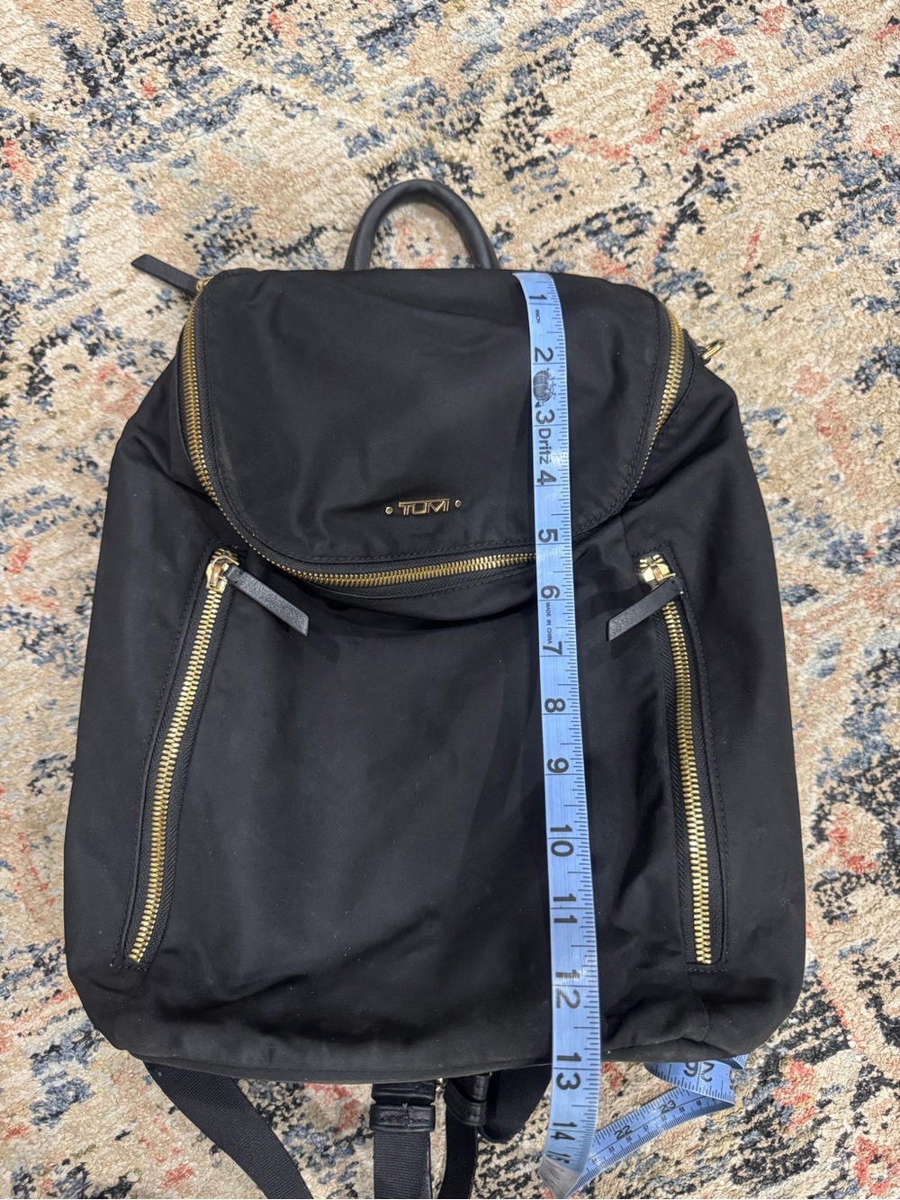Tumi Black Backpack with Gold Hardware Accents - Picture 10 of 14